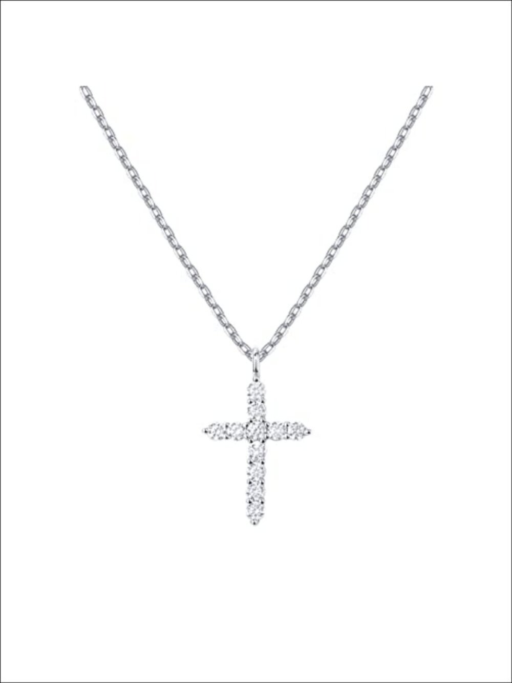 14K Gold Plated Cubic Zirconia Cross Pendant Necklace 19"